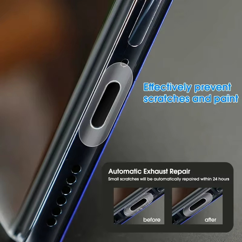 10 Stück Staubdichte Ladeanschluss Schutzfolie Aufkleber für iPhone 13 12 11 Pro Samsung und Xiaomi, Universal Typ-C, Transparent - Bild 3