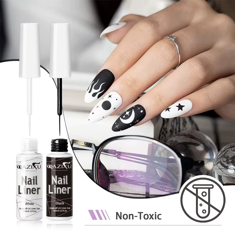 QAZIXU Nagellack Gel, Schwarz, Glänzend, 10 ml - Bild 3