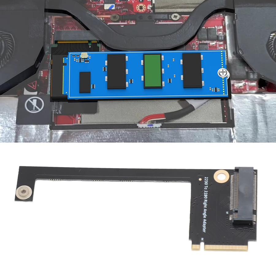 Qiilu SSD-Erweiterungsplatine für ROG Ally Handheld Conversion von 2230 auf 2280 NVMe M.2 PCIe 4.0/3.0 NGFF M Key Adapter 90 Grad Schwarz - Bild 3