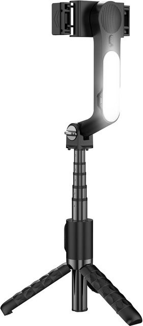 Koogeelife Tragbarer Gimbal-Stabilisator für Smartphone mit ausziehbarem Selfie-Stick und abnehmbarem LED-Licht in Schwarz - Bild 1