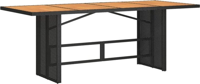 vidaXL Gartentisch aus Poly Rattan und Akazienholz in Schwarz, B/T/H: 190 x 80 x 74 cm - Bild 1