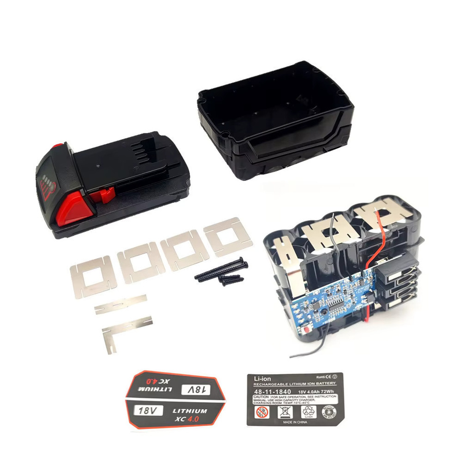 XINLAIDUN Ersatzgehäuse für Milwaukee M18 18V Akku 5S2P 18650 10 Core mit PCB Board in Schwarz - Bild 2