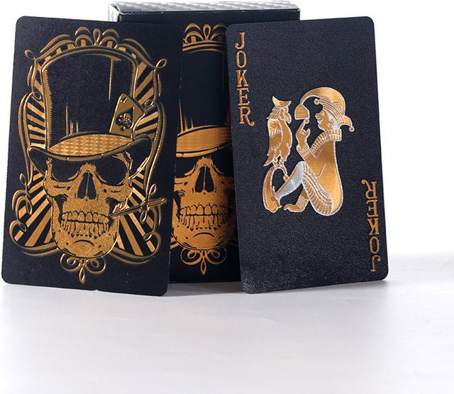 OUZEY Totenkopf Spielkarte, Schwarz, Gold, Silber - Bild 1