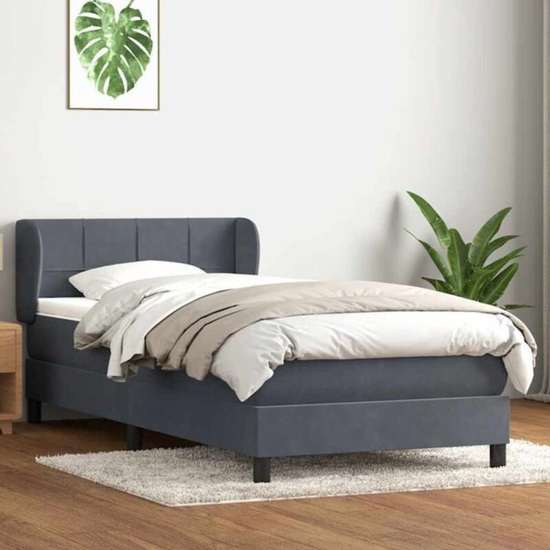 vidaxl Boxspringbett mit Matratze aus Samt in Dunkelgrau B/T/H: 80 x 210 cm - Bild 1