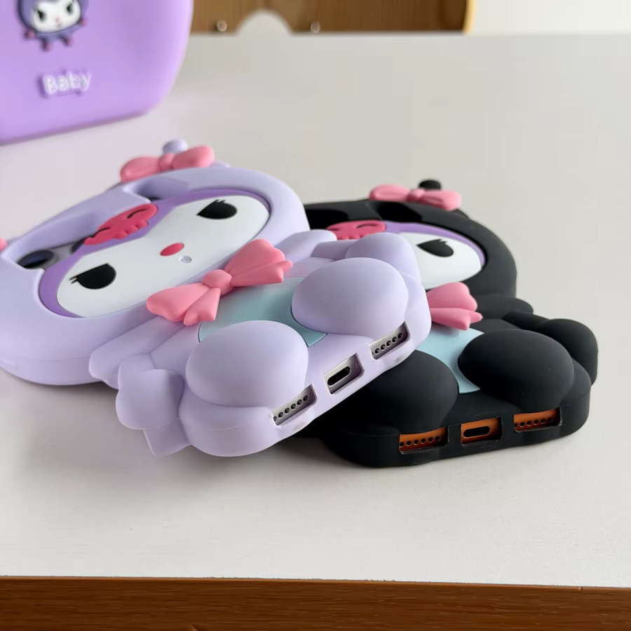 Sanrio Kuromi 3D Handyhülle aus weichem Silikon in Lila für iPhone 11 bis iPhone 17 Pro Max - Bild 5