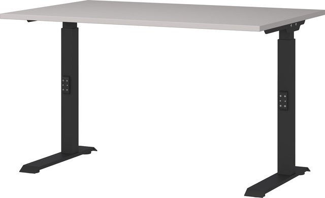 KADIMA DESIGN Schreibtisch Stuttgart höheneinstellbar mechanisch Kaschmir/Schwarz B/T: 120 x 80 cm, Höhe: 68-91 cm - Bild 1