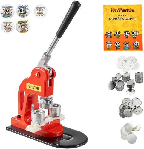 VEVOR Button Maker Maschine Set mit 25 mm Badge Punch Press Kit, Pin Maker für Kinder DIY Geschenke, inklusive 500 Button Teilen, Kreisschneider und Zauberbuch in Rot - Bild 1