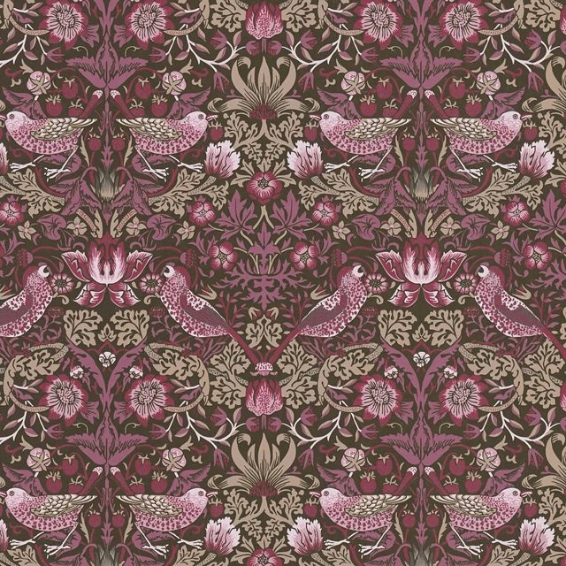 e-Delux Vliestapete Floral mit Vogel Motiv in Lila, Braun, Beige und Rot-Violett, Matt, B x H: 0,53 m x 10,05 m - Bild 1