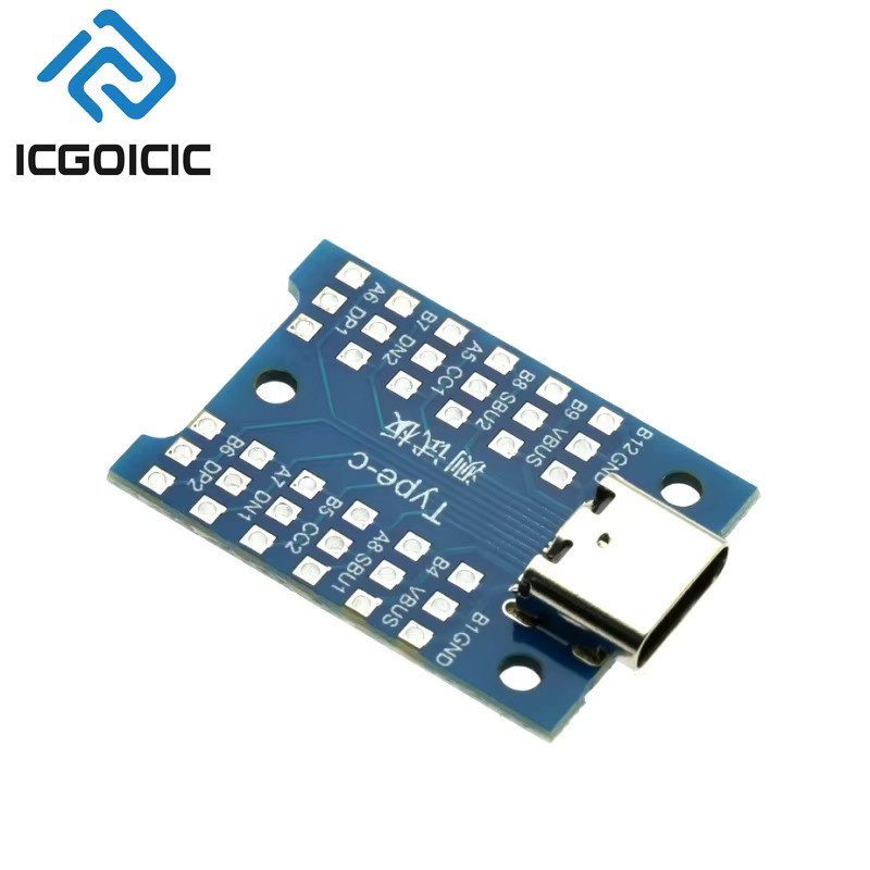 USB Typ-C Breakout Board mit freigelegten Pins für Laden und Daten-Debugging, Blau - Bild 2