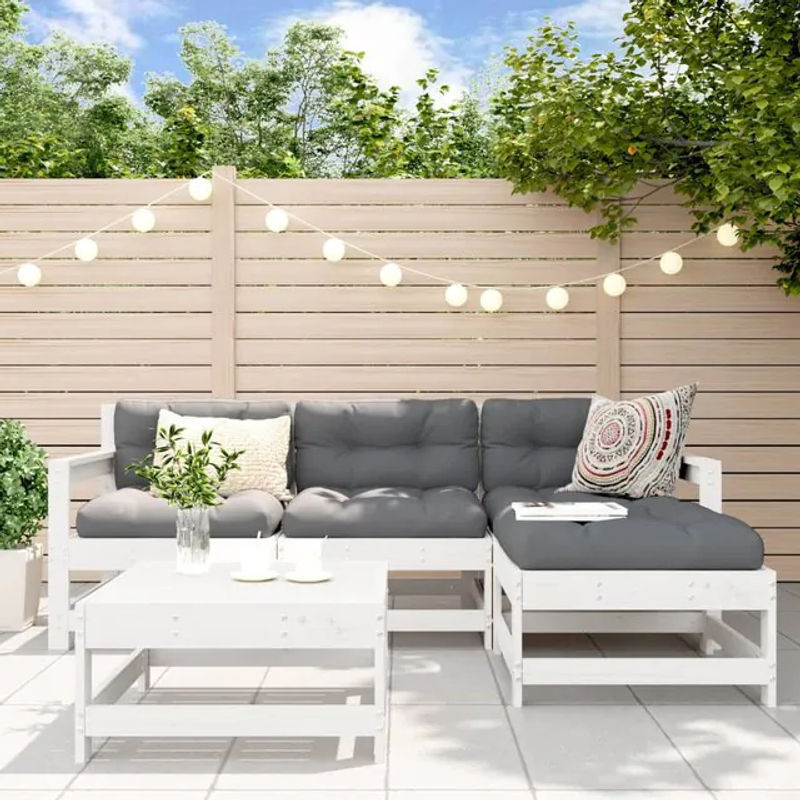 Vidaxl 5-teiliges Gartenmöbel-Set aus massivem Holz in Weiß und Grau im rustikalen Design - Bild 1