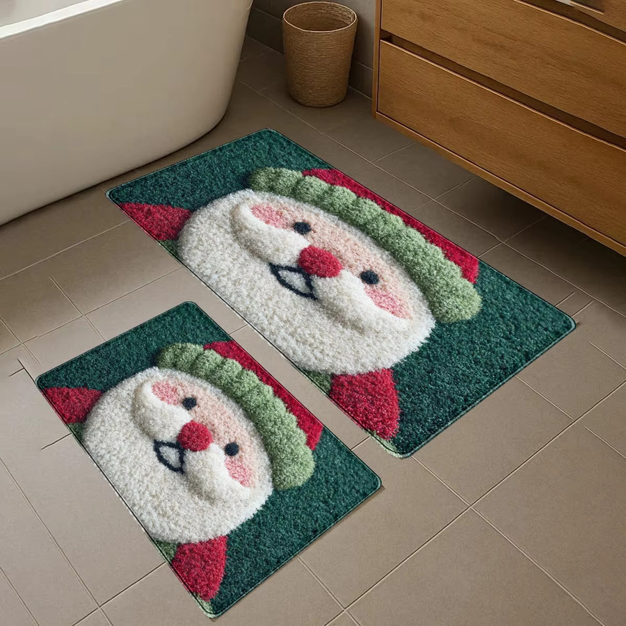 VIKAMA Teppich mit Weihnachtsmann-Motiv, rechteckig, mehrfarbig, maschinengefertigt, rutschfest und waschbar für Wohnzimmer, Schlafzimmer oder Flur - Bild 2