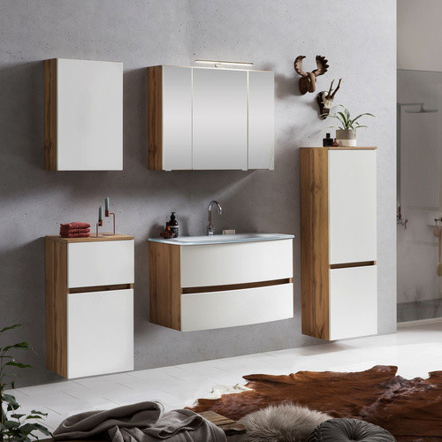 HELD MÖBEL Waschtisch-Set KOPENHAGEN in Weiss, 7-teilig, modern mit LED-Beleuchtung - Bild 2
