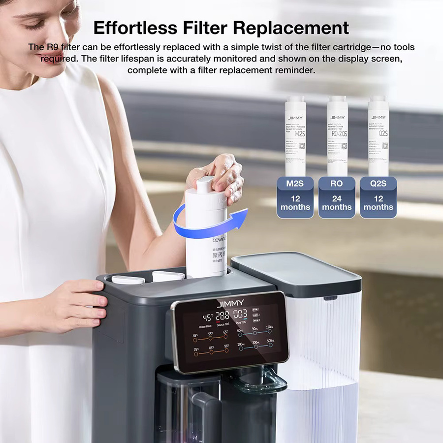 JIMMY R9 Auftisch-Umkehrosmose-Wasserreiniger mit 7-Stufen-Reinigung, Remineralisierung und UV-Desinfektion sowie 3s Soforterwärmung und 7 Temperaturstufen - Bild 3