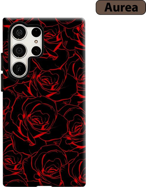 Crimson Rose Stoßfeste Doppelschicht Handyhülle für Samsung Galaxy S25 Ultra, S24 und S23 Ultra Plus - Bild 1