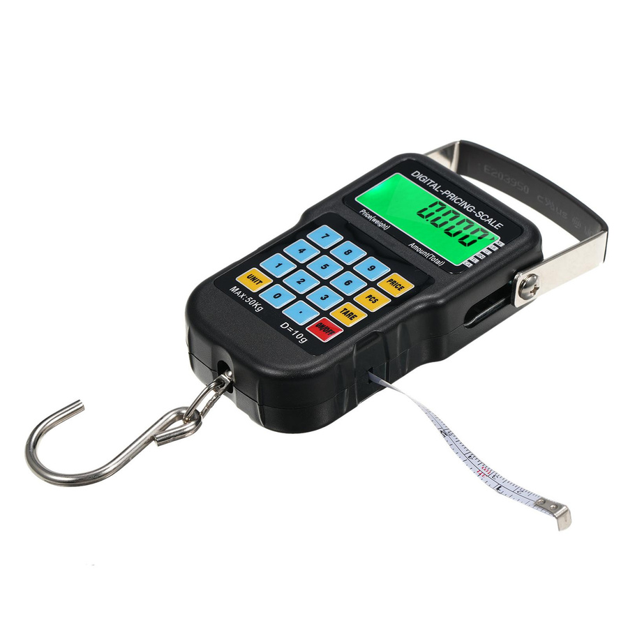 TOMTOP JMS Digitale Fischwaage mit LCD-Hintergrundbeleuchtung, tragbare elektronische Hängewaage für bis zu 50 kg, Schwarz - Bild 3