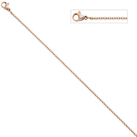 Colfem Halskette Edelstahl, rotgold farben beschichtet, 46 cm, Unisex - Bild 1