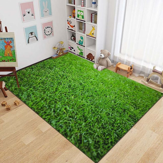 UQIDEHOME Fußballfeld Teppich in Grün für Kinderzimmer, Wohnzimmer und Schlafzimmer, B/T: 160 x 230 cm - Bild 1