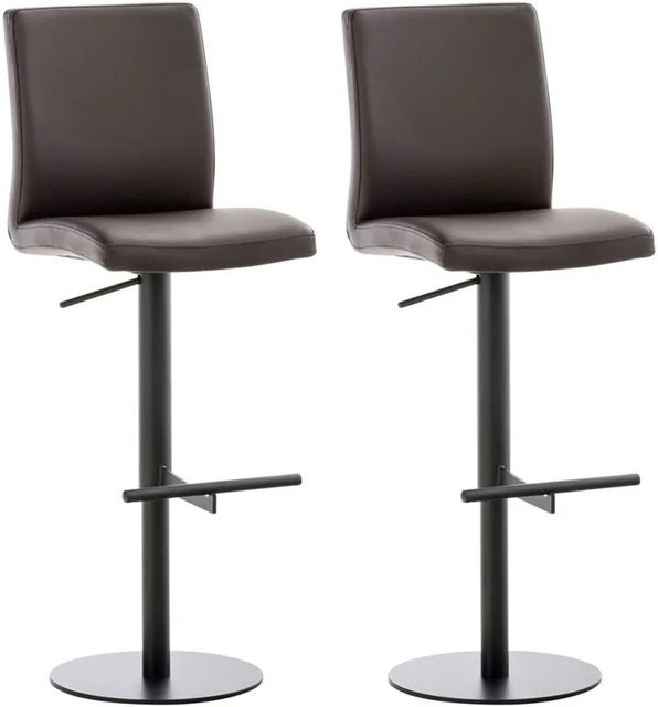 DELUKE 2er Set Barhocker DIVER aus Kunstleder in Braun und Schwarz, höhenverstellbar, drehbar mit Lehne, B/T/H: 40 x 49 x 93 cm - Bild 1