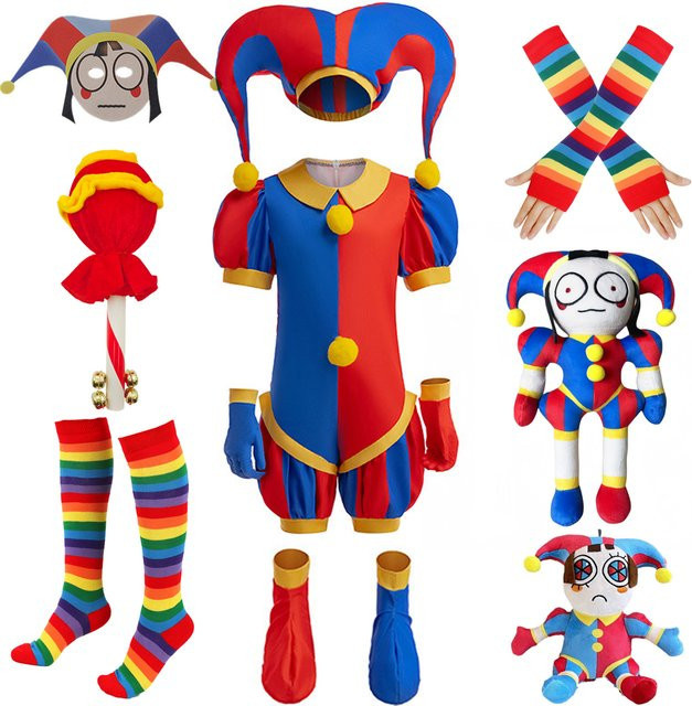 PAMABIBI Pomni Kid Cosplay Kostüm, 4-teiliges Set, Bunt / Mehrfarbig - Bild 1