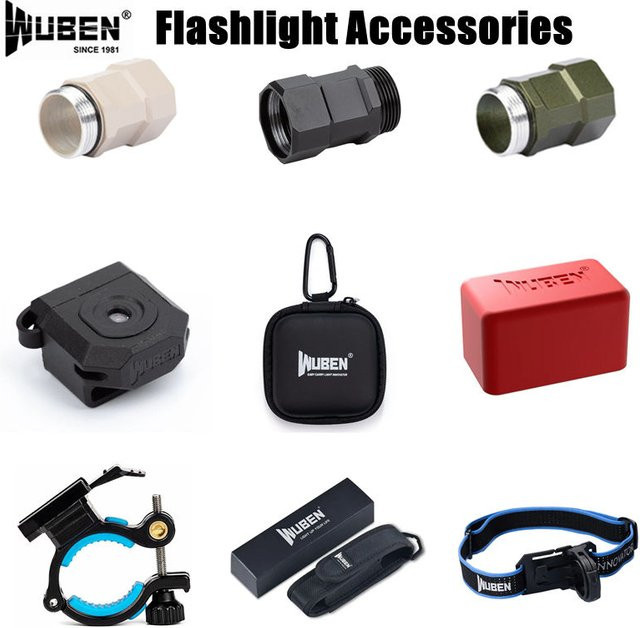 WUBEN Taschenlampen-Zubehör Set mit Gesten-Sensor-Verlängerungsrohr, Taktischem Heckschalter und Rotem Diffusor für P1 Stirnband, E7, T4 und TacRing X2Pro - Bild 1