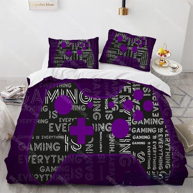 Gaming Bettwäsche Set für Teenager und Jungen mit Gamepad-Design, Multicolor, B/H: 90 x 200 cm - Bild 1
