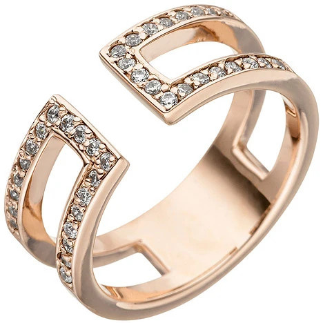 Colfem Ring Damen, 925 Silber, Roségold, Zirkonia, Ringgröße 58 - Bild 1