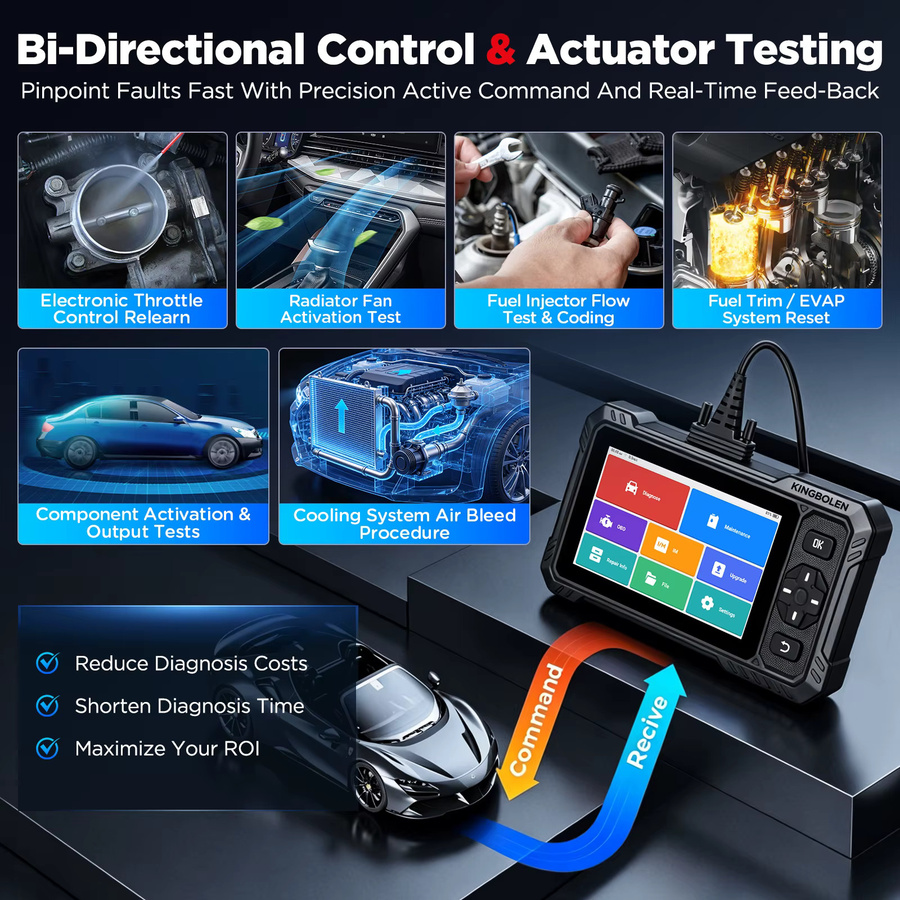 KINGBOLEN S6 Elite CANFD All System Active Test OBD Scanner mit 15 Resets in Schwarz - Bild 3