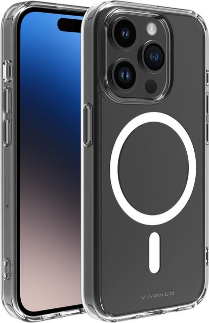 Vivanco Mag Steady Anti Shock Cover für iPhone 15 Pro, transparente Handyhülle mit Magnetic Wireless Charging Support - Bild 1