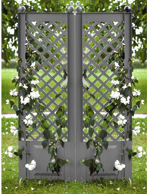 KHW Spalier mit Erdspieß 2er-Set, Grau, 43 cm - Bild 1