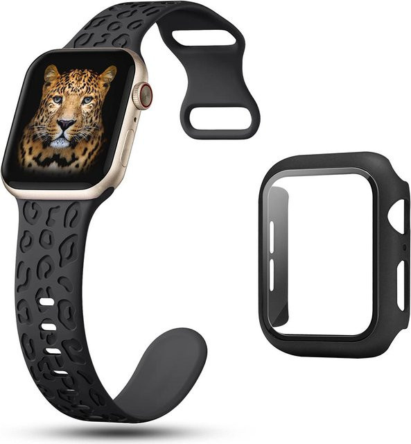 Uhrenarmband und Schutzfolie, Silikon, Schwarz, Unisex - Bild 1