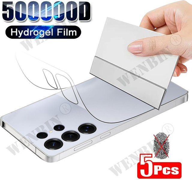 5er Pack Hydrogel Schutzfolie für die Rückseite von Samsung Galaxy S25 Ultra S24 S23 Plus FE sowie A56 A55 A36 A35 A15 A16 5G, transparent - Bild 1