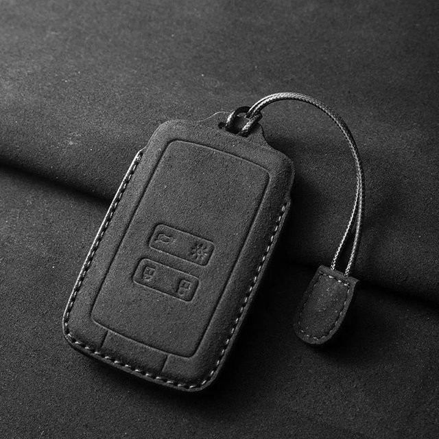 Leder Schlüsselabdeckung für Renault Captur Koleos Kadjar Arkana Megane Dacia Duster Sandero Stepway und Smart Fernbedienung Schlüsselanhänger Hülle in Grau und Schwarz - Bild 1