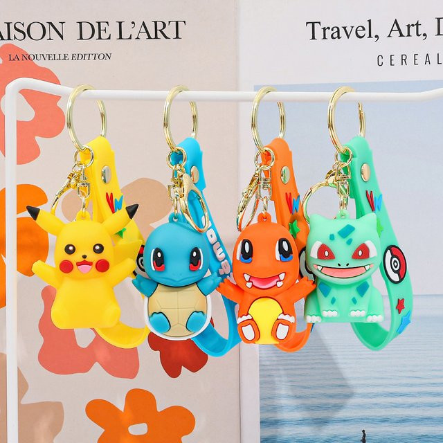 Pokémon Schlüsselanhänger-Set, Pikachu Eevee Charmander, Bunt, Unisex - Bild 1