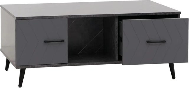 Couchtisch MCW-N89 in Grau mit Marmor-Optik und Fischgrätenmuster, B/T/H: 103 x 42 x 60 cm - Bild 2