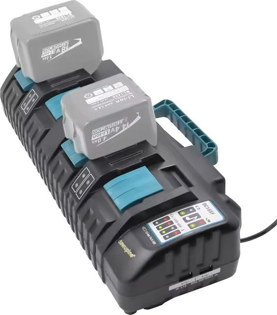 Makita DC18RF 4-Port Akkuladegerät für Lithium-Ionen Akkus, kompatibel mit 14,4V-18V Batterien wie DC8RA, DC18RC, BL1830 und BL1430, Schwarz - Bild 1