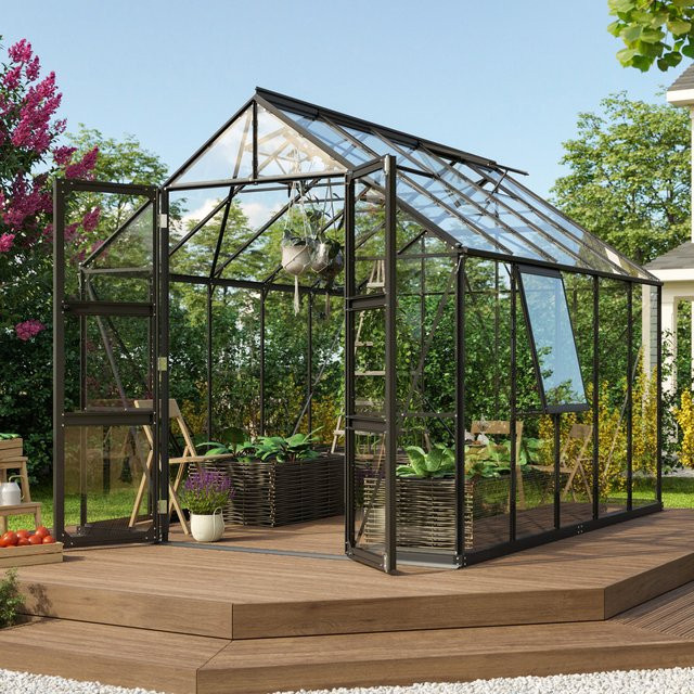 Vitavia Gewächshaus Olymp 8300 in Schwarz mit Einscheibensicherheitsglas, B: 257 cm, T: 325 cm, 8,3 m² - Bild 1