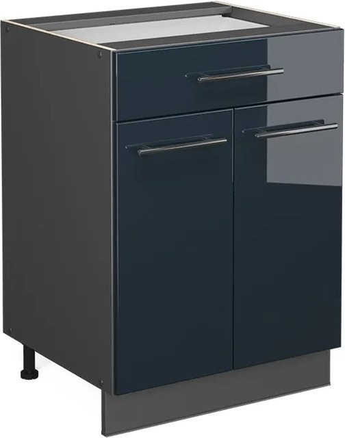 Vicco Küchenschubunterschrank Fame-Line Anthrazit Dunkelblau Hochglanz Breite: 60 cm, Höhe: 82 cm, Tiefe: 51,6 cm - Bild 2
