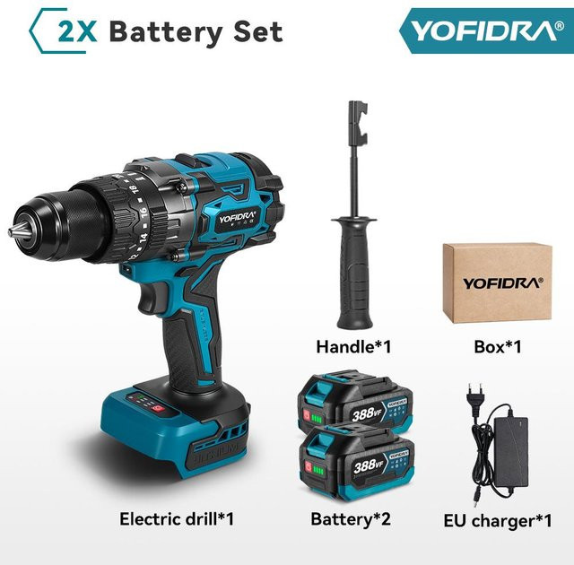 YOFIDRA Bürstenloser elektrischer Schlagschrauber mit 900 Nm Drehmoment, 13 mm Aufnahme, blau, kompatibel mit Makita 18V Akku - Bild 1
