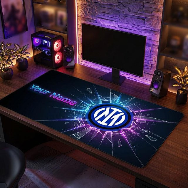 Personalisierte Inter Mailand Gaming Mauspad mit Logo und eigenem Namen, Blau, Breite: 100 cm, Tiefe: 50 cm - Bild 1