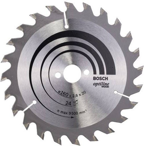 Bosch Optiline Wood Kreissägeblatt für Handkreissägen 160 x 20/16 x 2,6 mm mit 24 Zähnen - Bild 1