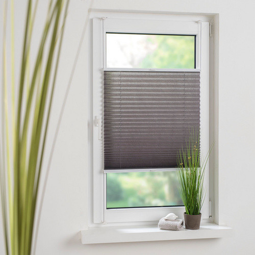 LIEDECO Klemmfix Plissee grau, semi-transparent, B: 150 cm, H: 100 cm - Bild 3
