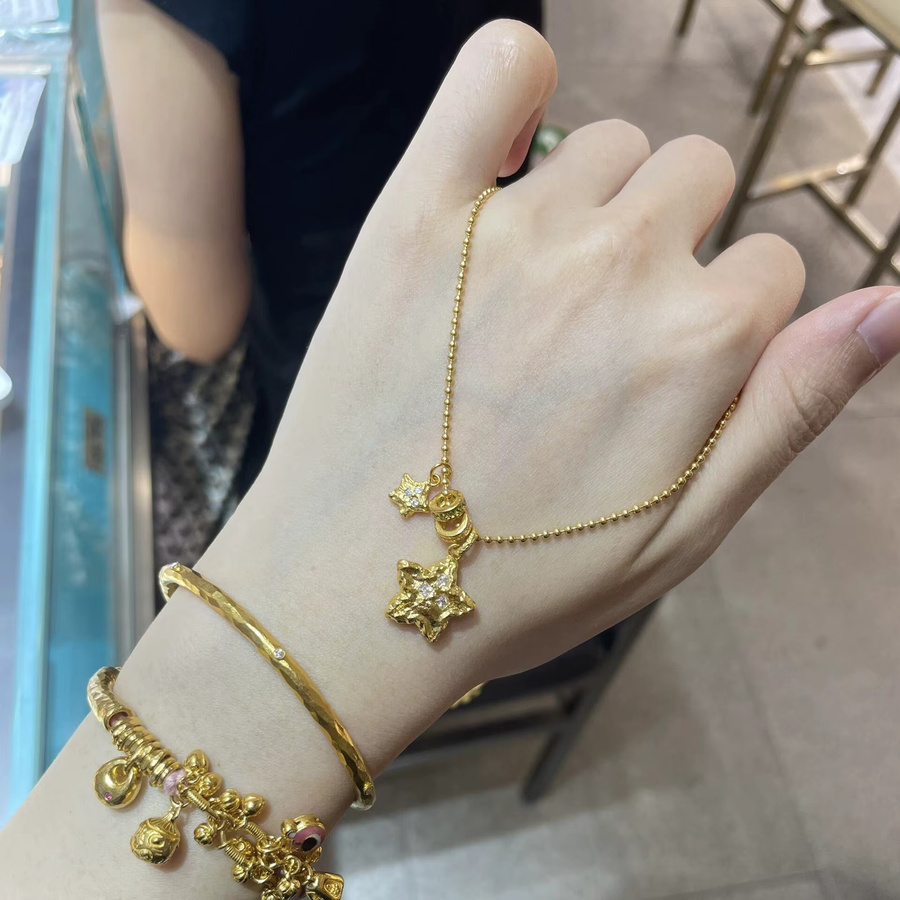 Stern-Anhänger mit Diamant, Gold, Unisex - Bild 2