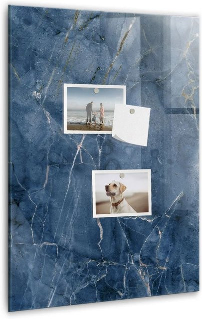 Tulup Magnetische Glassboard Beschreibbare Magnettafel mit Marmor-Design in Weiß, Breite: 60 cm, Höhe: 40 cm - Bild 1