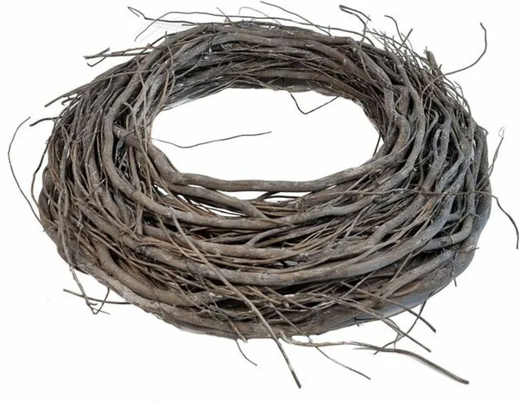 SPETEBO Deko Holz Türkranz in Grau, runder Weidenkranz aus getrockneten Zweigen zum Selbst Dekorieren für Advent und Weihnachten, Durchmesser: 40 cm - Bild 1