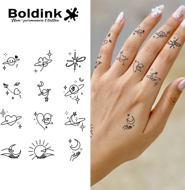 BOLDINK Sternenhimmel-Liebes-Tattoo-Aufkleber, Party-Make-up - Bild 1