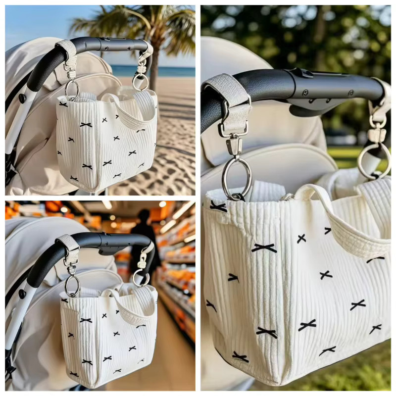 Multifunktionaler Kinderwagen-Organizer-Rucksack als Wickeltasche in Schwarz oder Weiß mit großer Kapazität für deine Reise und den Einkauf - Bild 2
