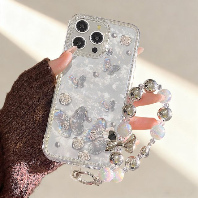 Bling Diamond Laser Butterfly Silikonhülle für iPhone 17 Pro Max 16 15 14 13 12 11 Air, transparent, stoßfest - Bild 1