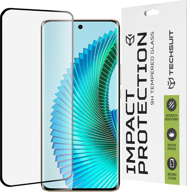 Techsuit Displayschutzfolie aus gehärtetem Glas für Honor Magic6 Lite, Full Glue, Schwarz - Bild 1