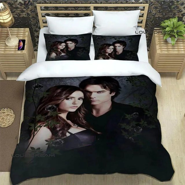 Gu Tao Bettwäsche-Set The Vampire Diaries Damon Salvatore, Schwarz, B/H: 240 x 220 cm - Bild 1