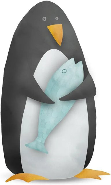 Komar Wandbild Cute Penguin auf Qualitätsvlies, B: 50 cm, H: 70 cm, Mehrfarbig - Bild 1